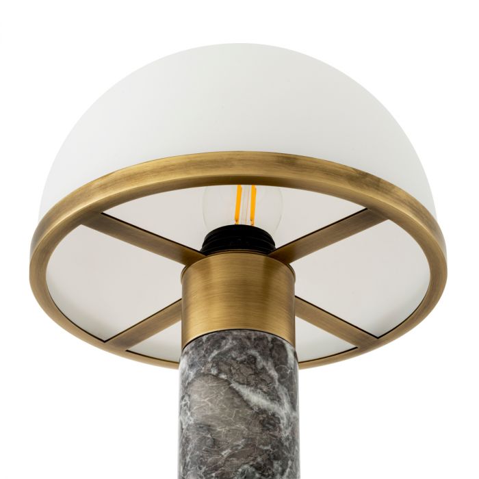 Table Lamp Ziegèl antique brass finish grey marble