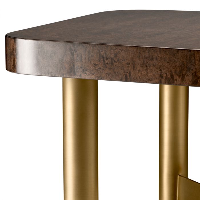 Side Table Oracle maple veneer high gloss brushed brass finish