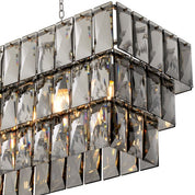 Chandelier Amazone rectangular incl smoke crystal glass