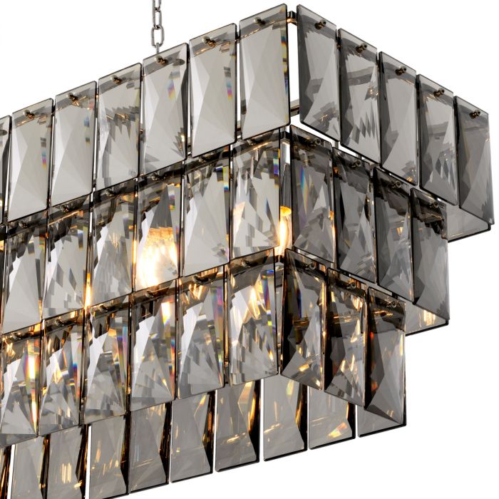 Chandelier Amazone rectangular incl smoke crystal glass