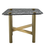 Side Table Cortes brushed brass finish casted smoke glass