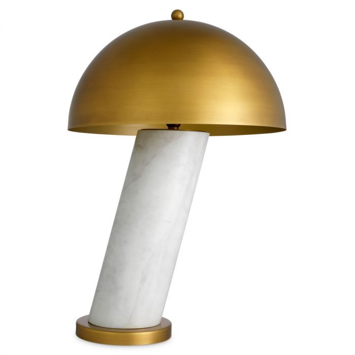 Table Lamp Daniel white marble antique brass finish