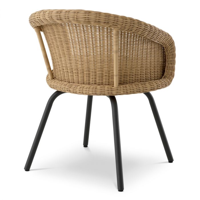 Silla de comedor de exterior Nolan, imitación ratán, color arena viola