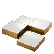 Coffee Table Esposito brushed brass finish black glass set of 4