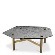 Coffee Table Cortes brushed brass finish casted smoke glass