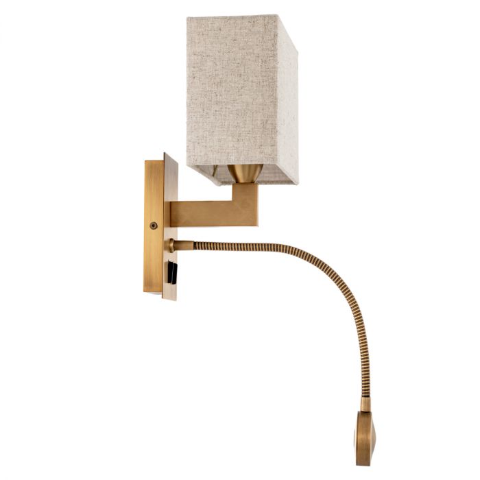 Wall Lamp Reading antique brass finish incl shade