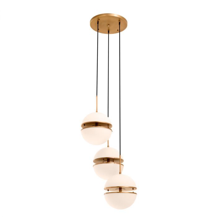 Hanging Lamp Spiridon Triple antique brass finish