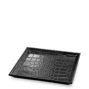 Desk Tray Scaleo croco embossed black leather set of 2