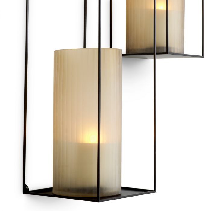 Wall Rack Deco rectangular black set of 2