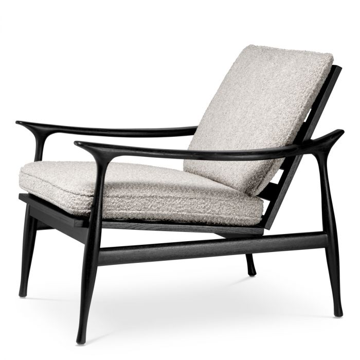Chair Manzo classic black finish bouclé grey incl cushions