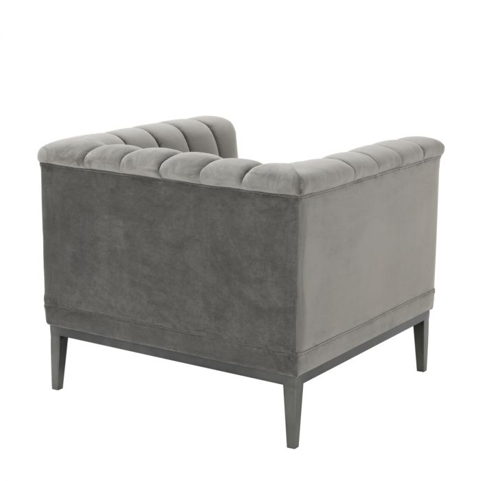 Silla Raffles Roche terciopelo gris marsopa