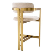 Taburete de mostrador Donato acabado latón cepillado crema bouclé