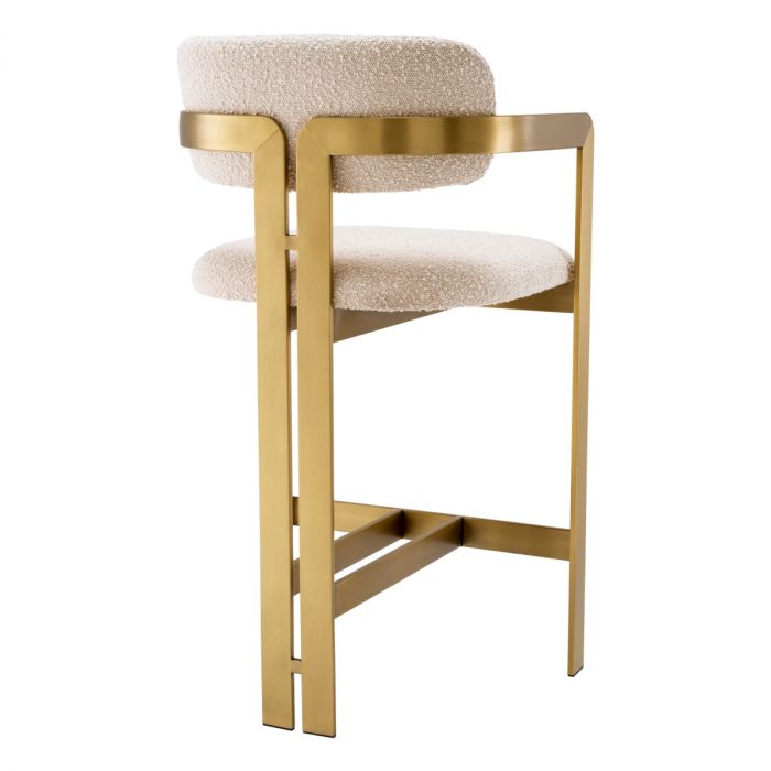 Taburete de mostrador Donato acabado latón cepillado crema bouclé
