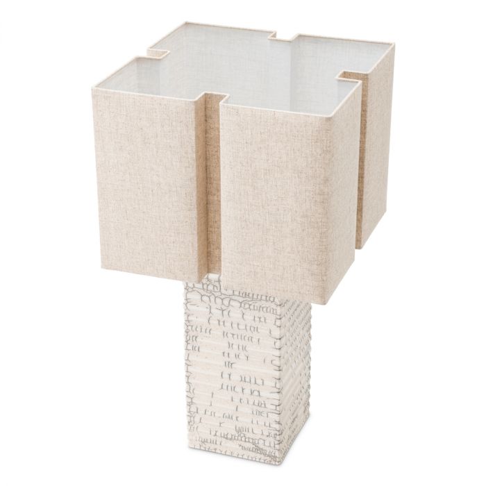 Table Lamp Division raku ceramic crackled white incl shade