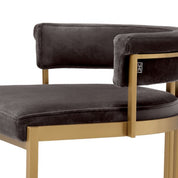 Bar Stool Dante brushed brass finish savona grey velvet