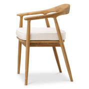 Silla de comedor de exterior Beale teca natural flores blanco roto