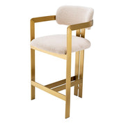 Taburete de mostrador Donato acabado latón cepillado crema bouclé