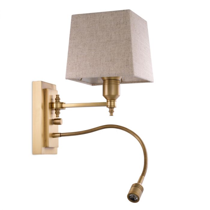 Wall Lamp Ellington antique brass finish incl shade