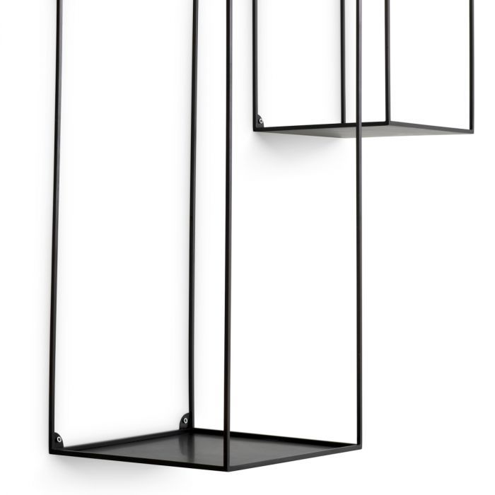 Wall Rack Deco rectangular black set of 2