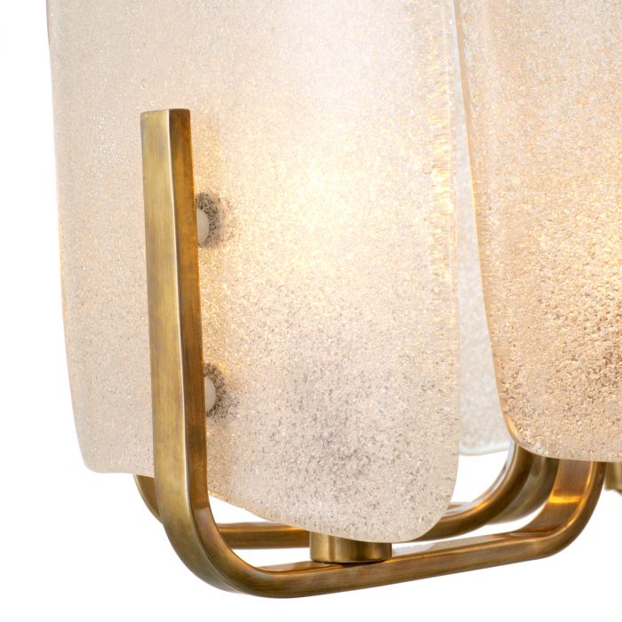 Chandelier Serrano vintage brass finish handmade glass