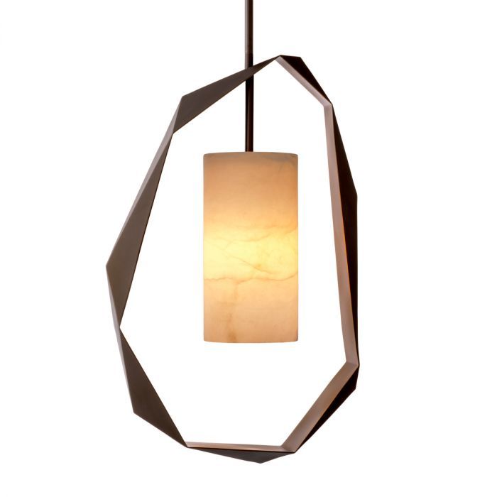 Chandelier Santos gunmetal finish incl alabaster