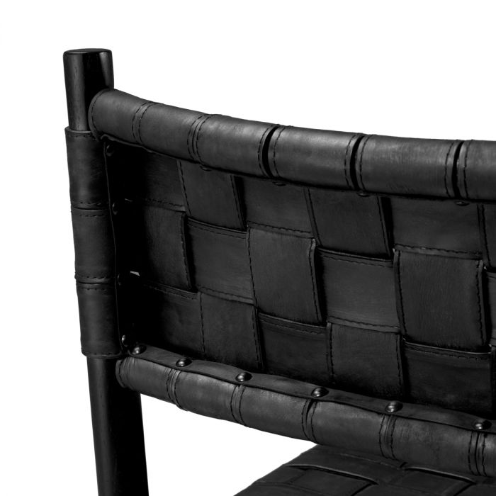 Dining Chair Tiberio with arm black leather classic black