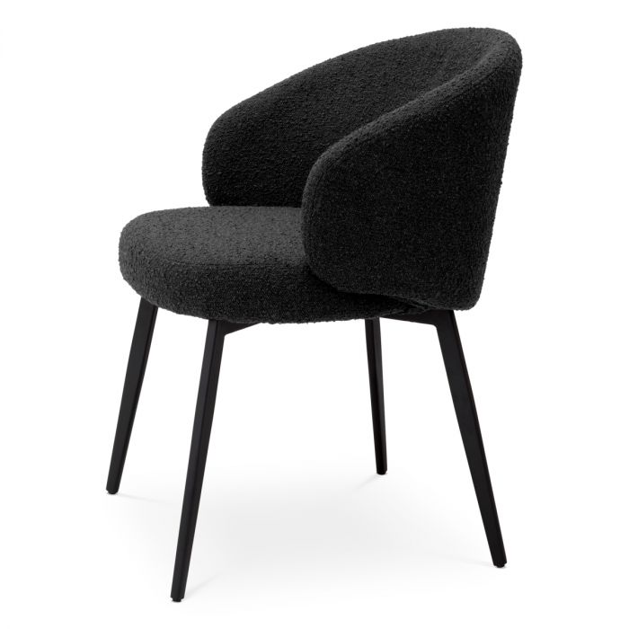 Dining Chair Lloyd with arm bouclé black set of 2
