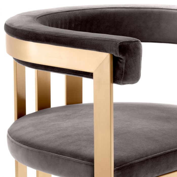 Dining Chair Clubhouse br brass finish savona grey
