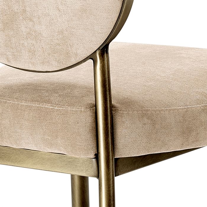Dining Chair Scribe dark brass greige velvet