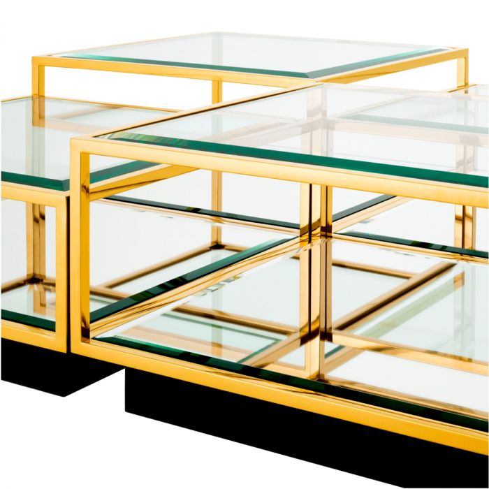 Coffee Table Tortona gold finish set of 4
