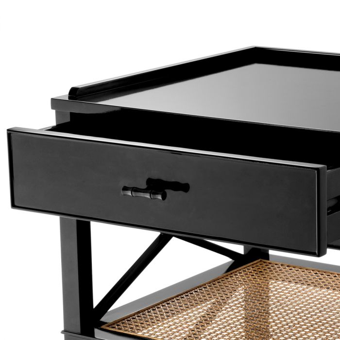 Side Table Bahamas black finish natural cane