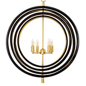 Chandelier Riley gunmetal finish polished brass