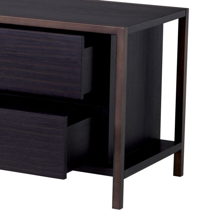 TV Cabinet Wilmot charcoal grey oak medium bronze finish