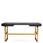 Desk Nathaniel charcoal grey oak veneer brushed brass finish