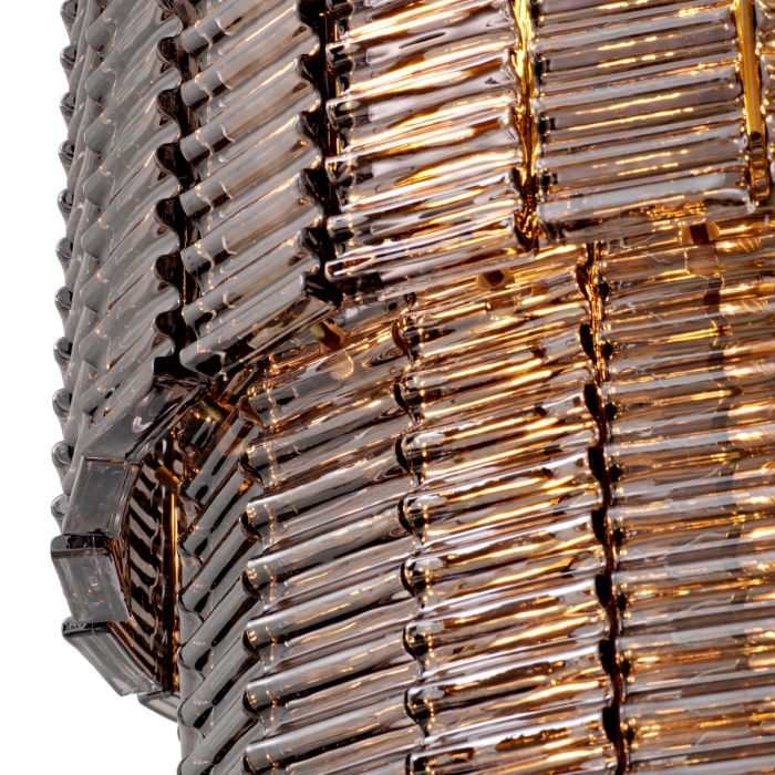Chandelier Imperial brushed brass finish smoke glass