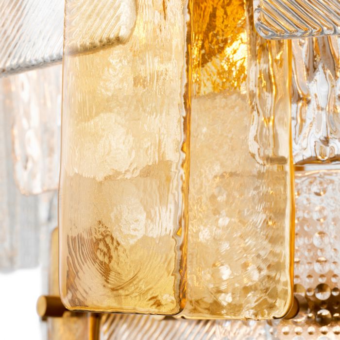 Lámpara de araña Cassiano estructura de cristal acabado latón antiguo