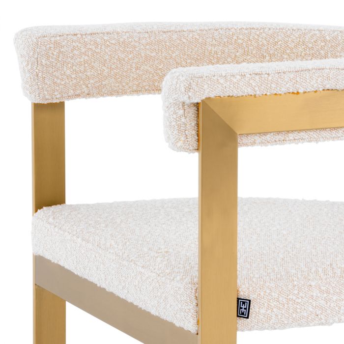 Dining Chair Clubhouse brushed brass finish bouclé cream