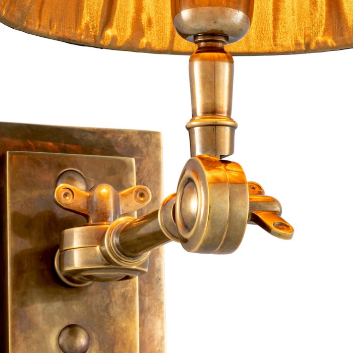 Wall Lamp Wentworth Single vintage brass finish incl black shade