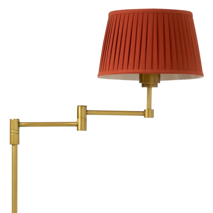 Floor Lamp Corbin antique brass finish incl orange pleated shade