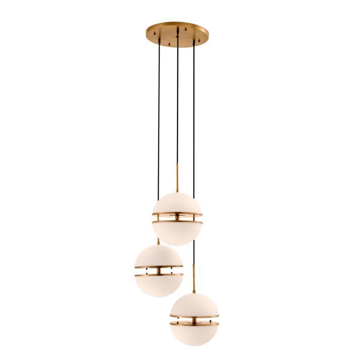 Hanging Lamp Spiridon Triple antique brass finish