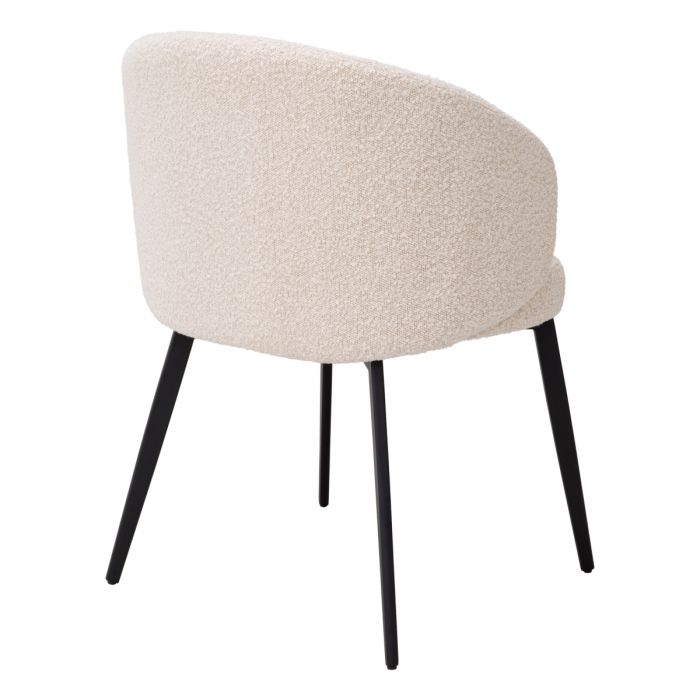 Silla de comedor Lloyd con brazo bouclé crema juego de 2