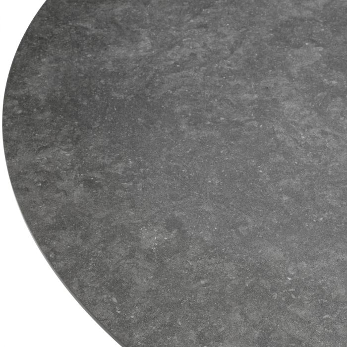 Mesa de comedor exterior Volterra redonda de cerámica gris con acabado bronce