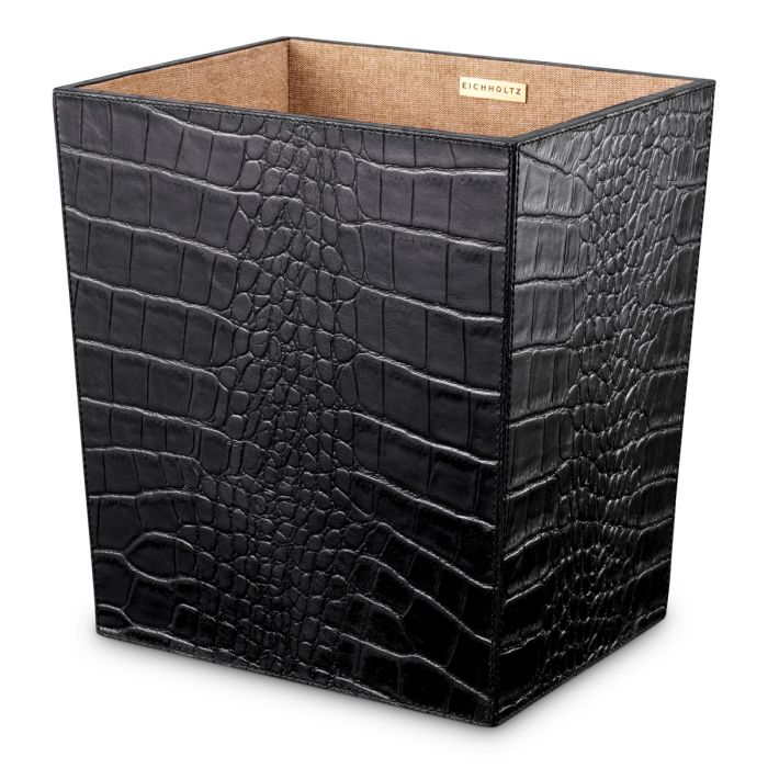 Desk Set Scaleo croco embossed black leather set of 3