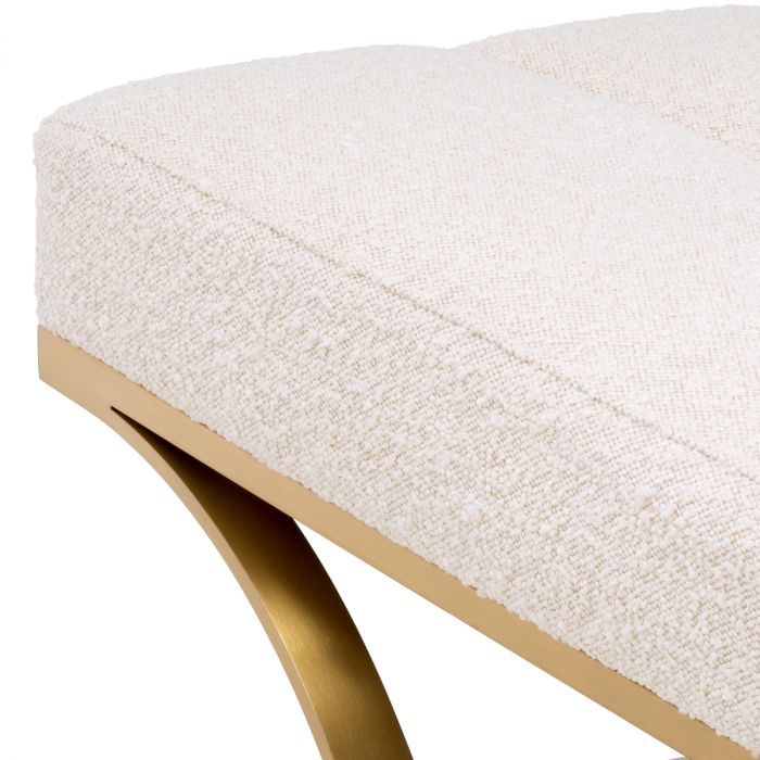 Stool Adonia brushed brass finish bouclé cream