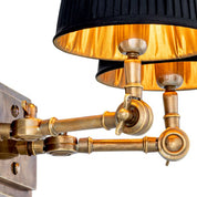 Wall Lamp Wentworth Double vintage brass finish incl black shades