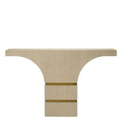 Console Table Thaddeus washed oak veneer brushed brass finish