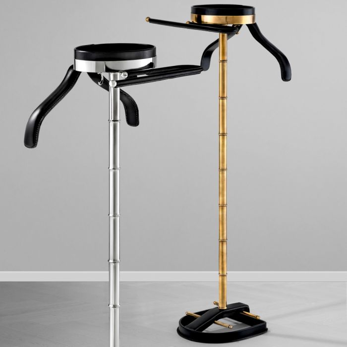 Dressboy McKinsey vintage brass finish black leath