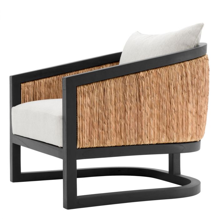 Silla Aruba clásica acabado negro algas marinas naturales sentier crema