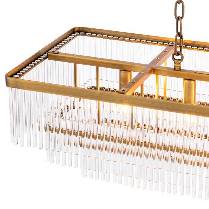 Chandelier East rectangular antique brass finish