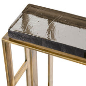 Side Table Pierre vintage brass finish clear glass